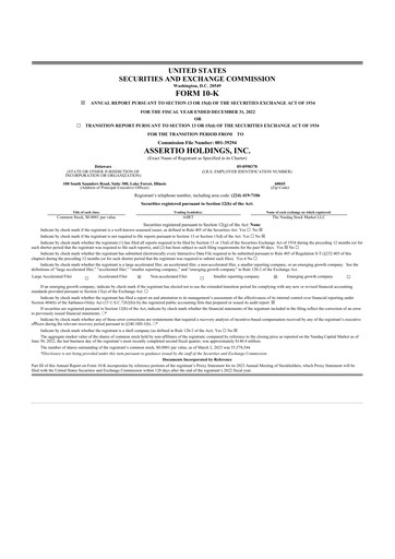 Thumbnail Assertio Holdings 10-K Annual Report 2022