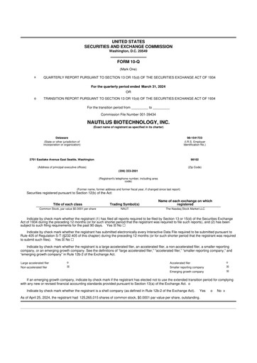 Vorschaubild Nautilus Biotechnology 10-Q Quartalsbericht 2024 