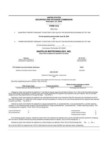 Vorschaubild Nautilus Biotechnology 10-Q Quartalsbericht 2024 