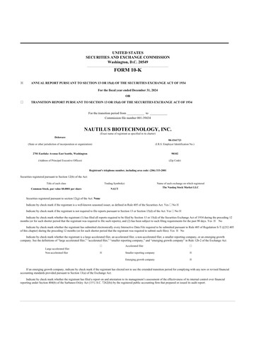 Thumbnail Nautilus Biotechnology 10-K Annual Report 2024