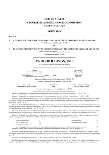 Miniature PROG Holdings 10-K Rapport annuel 2021