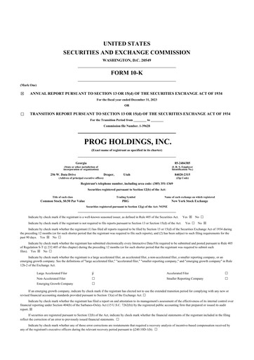 Miniature PROG Holdings 10-K Rapport annuel 2023