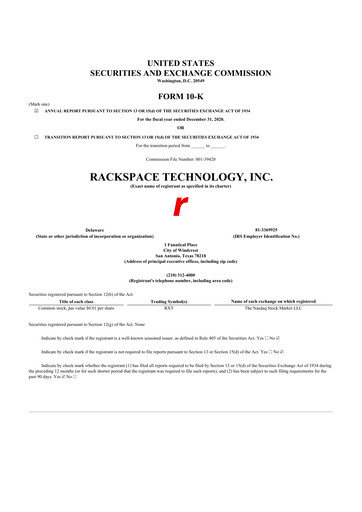 Thumbnail Rackspace Technology 10-K Annual Report 2020