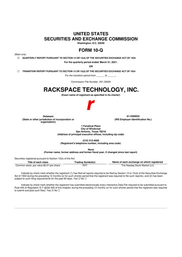 Thumbnail Rackspace Technology 10-Q Quarterly Report FY 