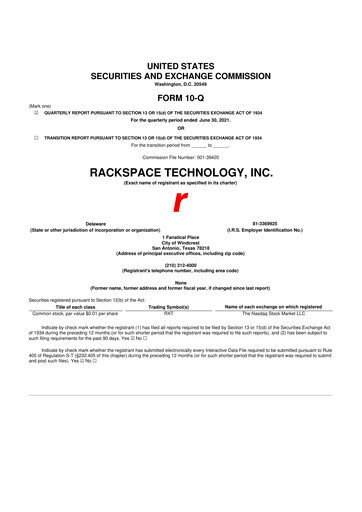 Thumbnail Rackspace Technology 10-Q Quarterly Report FY 