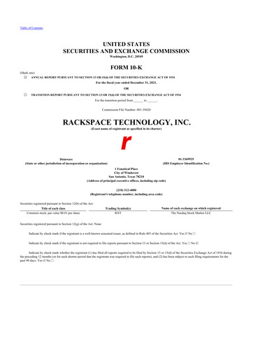 Thumbnail Rackspace Technology 10-K Annual Report 2021