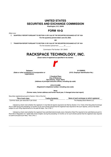 Thumbnail Rackspace Technology 10-Q Quarterly Report FY 