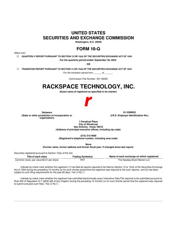Thumbnail Rackspace Technology 10-Q Quarterly Report FY 