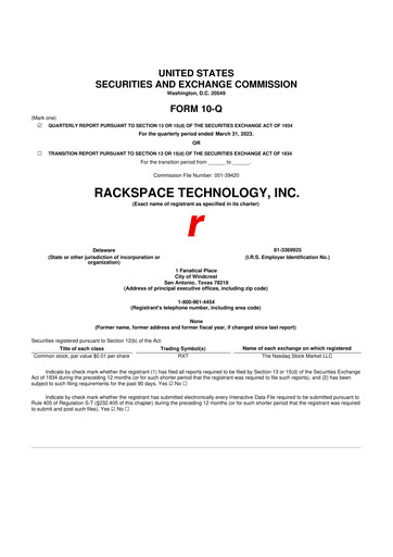 Thumbnail Rackspace Technology 10-Q Quarterly Report FY 
