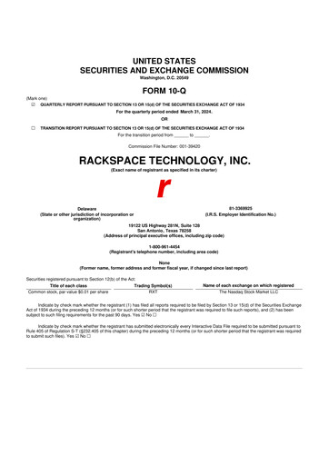 Thumbnail Rackspace Technology 10-Q Quarterly Report FY 