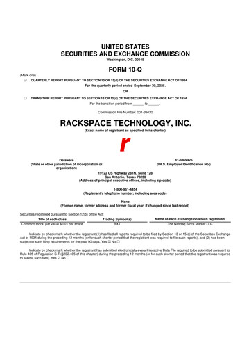 Thumbnail Rackspace Technology 10-Q Quarterly Report FY 