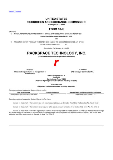 Thumbnail Rackspace Technology 10-K Annual Report 