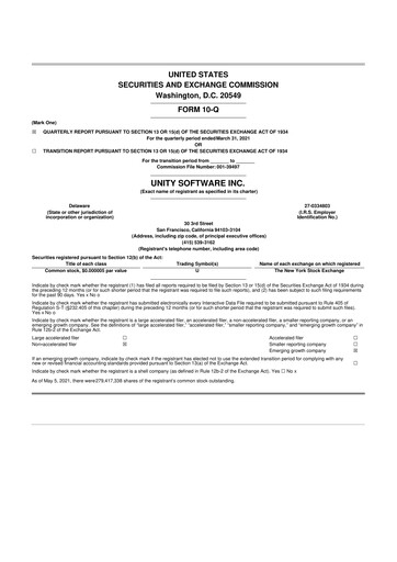 Thumbnail Unity Software 10-Q Quarterly Report FY2021 