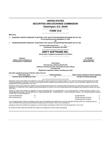 Thumbnail Unity Software 10-Q Quarterly Report FY2023 