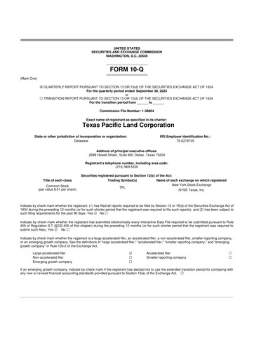Thumbnail Texas Pacific Land Corporation
 10-Q Quarterly Report FY2025 