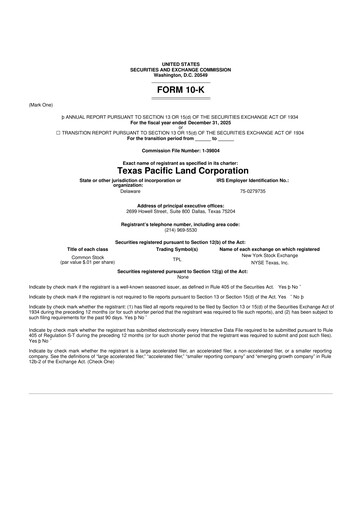 Thumbnail Texas Pacific Land Corporation
 10-K Annual Report 2025