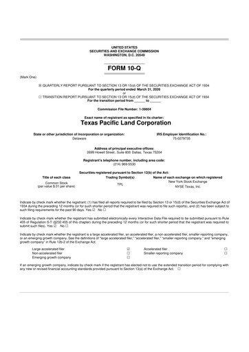 Thumbnail Texas Pacific Land Corporation
 10-Q Quarterly Report FY 