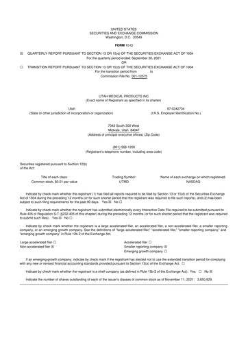 Thumbnail Utah Medical Products 10-Q Quarterly Report FY2021 