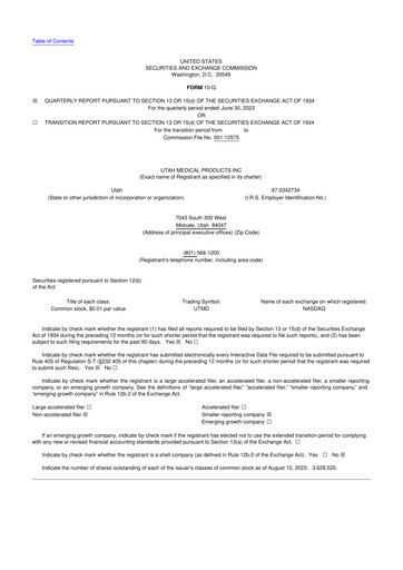 Thumbnail Utah Medical Products 10-Q Quarterly Report FY2023 