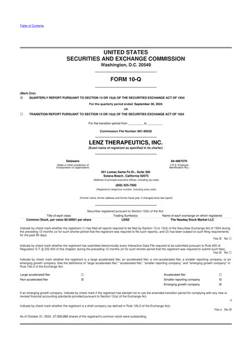 Thumbnail LENZ Therapeutics 10-Q Quarterly Report FY 