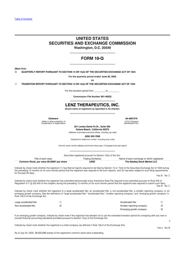 Thumbnail LENZ Therapeutics 10-Q Quarterly Report FY 