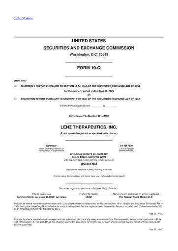 Miniature LENZ Therapeutics 10-Q Rapport trimestriel 2026 