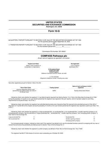 Miniature COMPASS Pathways 10-Q Rapport trimestriel 2025 
