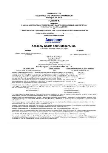 Thumbnail Academy Sports + Outdoors
 10-K Annual Report 2022