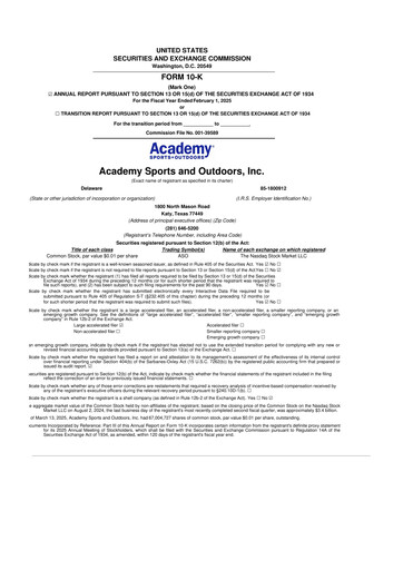 Thumbnail Academy Sports + Outdoors
 10-K Annual Report 2024