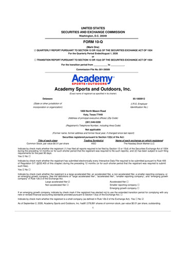 Vorschaubild Academy Sports + Outdoors
 10-Q Quartalsbericht 2026 Q2