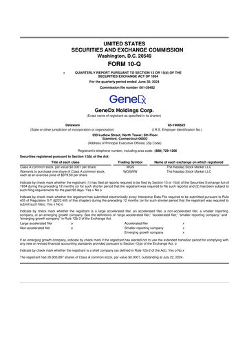 Miniature GeneDx Holdings 10-Q Rapport trimestriel 2024 