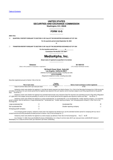 Vorschaubild MediaAlpha 10-Q Quartalsbericht 2025 