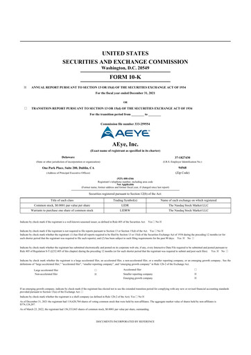 Vorschaubild AEye 10-K Jahresbericht 2021