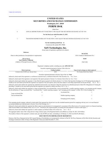 Thumbnail SoFi 10-K Annual Report 2021