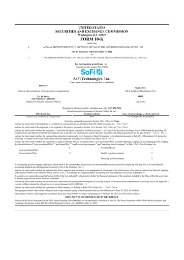 Thumbnail SoFi 10-K Annual Report 2022