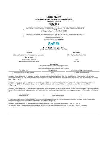 Thumbnail SoFi 10-Q Quarterly Report FY 