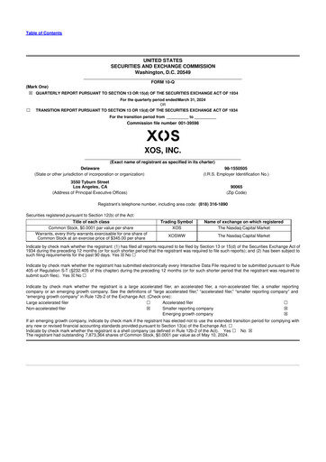 Vorschaubild Xos, Inc. 10-Q Quartalsbericht 2024 