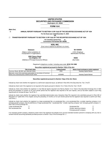 Thumbnail Xos, Inc. 10-K Annual Report 2024