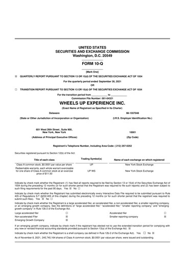 Thumbnail Wheels Up 10-Q Quarterly Report FY2021 