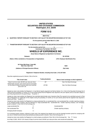 Thumbnail Wheels Up 10-Q Quarterly Report FY2022 