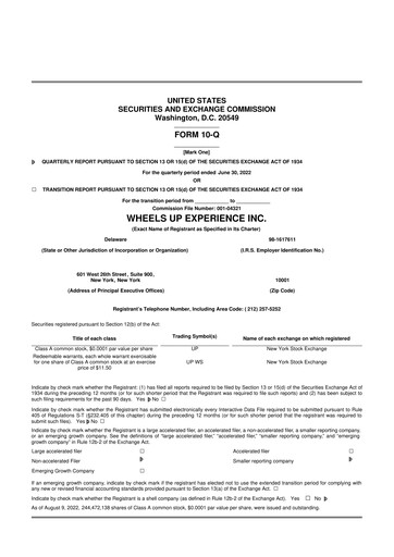 Thumbnail Wheels Up 10-Q Quarterly Report FY2022 