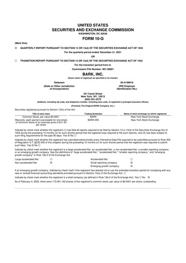 Miniature Bark, Inc. 10-Q Rapport trimestriel 2022 