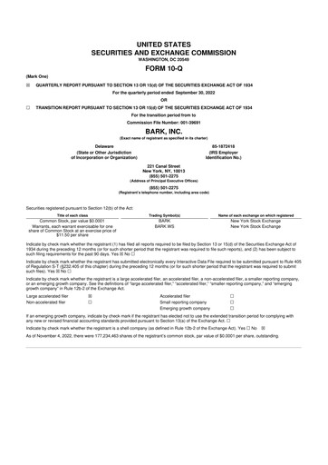 Miniature Bark, Inc. 10-Q Rapport trimestriel 2023 