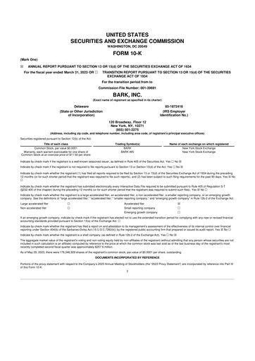 Miniature Bark, Inc. 10-K Rapport annuel 2023