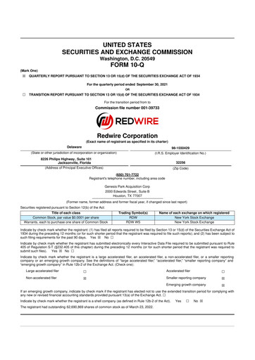 Thumbnail Redwire 10-Q Quarterly Report FY2021 