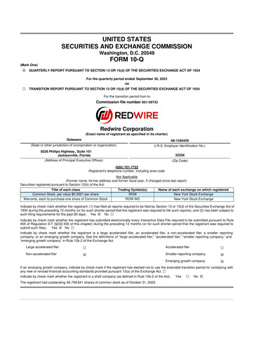 Thumbnail Redwire 10-Q Quarterly Report FY2023 