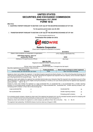 Thumbnail Redwire 10-Q Quarterly Report FY2025 