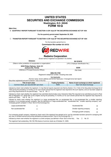 Thumbnail Redwire 10-Q Quarterly Report FY2025 