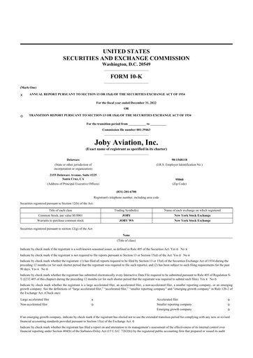 Thumbnail Joby Aviation 10-K Annual Report 2022