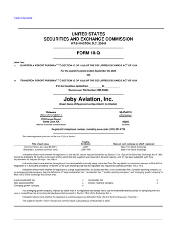 Thumbnail Joby Aviation 10-Q Quarterly Report FY2025 